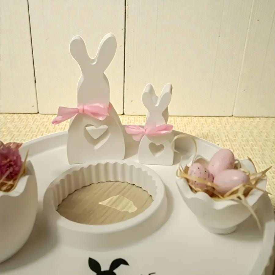 Silikon Gießform Set (4 Formen) – 2x Osterhase + Osternest/Schale + Becher/Ei-/Kerzenhalter – für Raysin & Keraflott – Osterdeko DIY