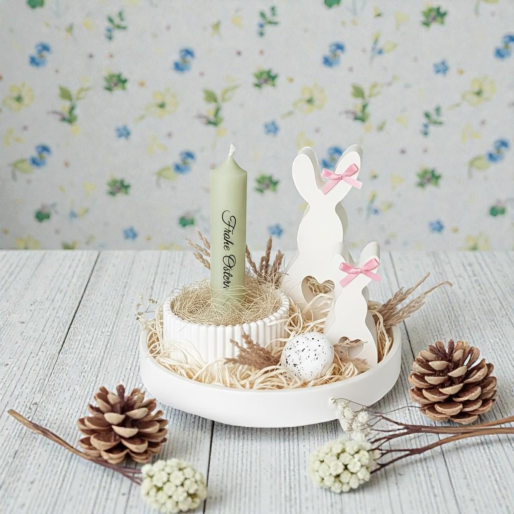 Silikon Gießformen Set 4teilig | Osterhase groß & klein + Schale/Nest + Eierbecher/ Kerzenhalter | Raysin Keraflott Form