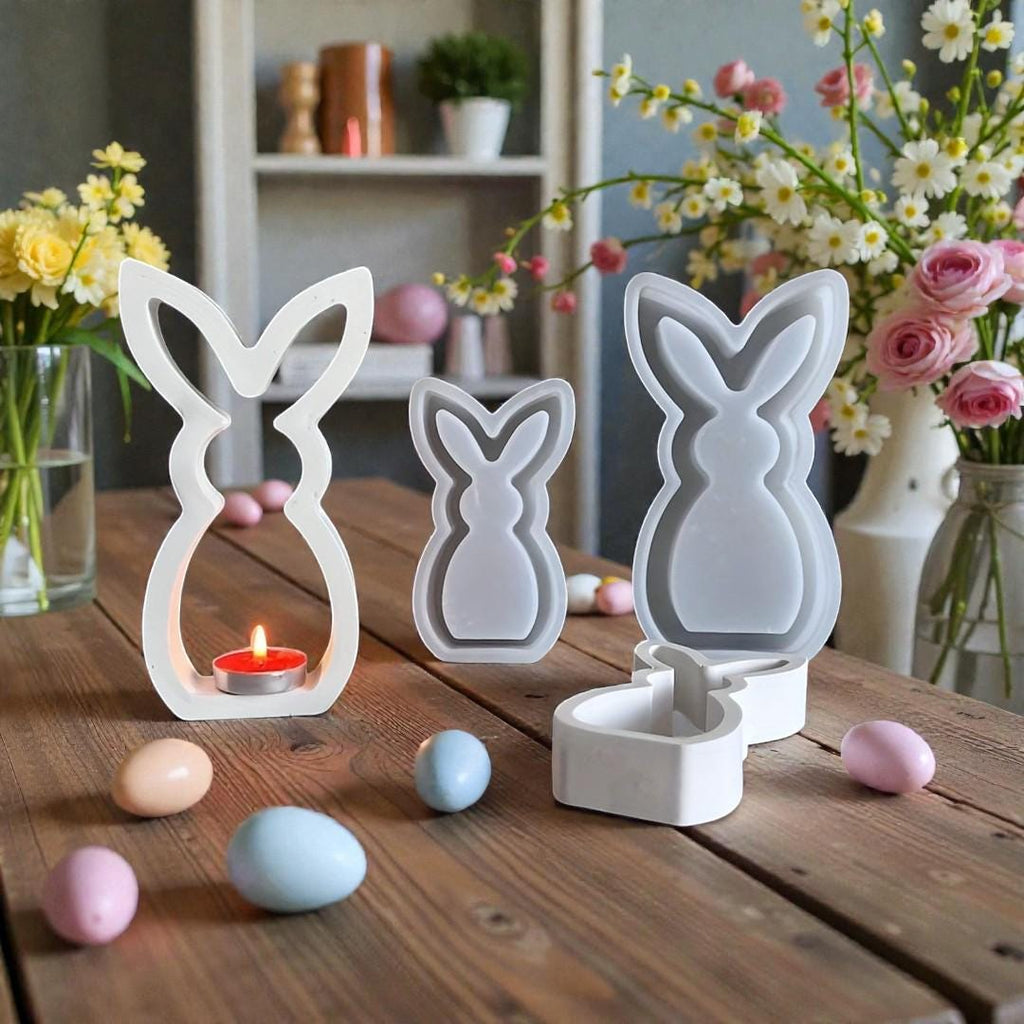 Gießform, Silikon Gießform, Hase, Osterhase, Osterleuchte, 2 Größen