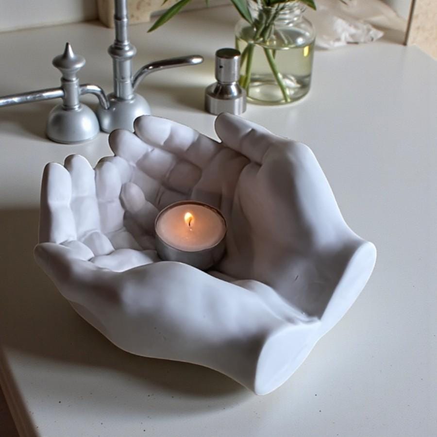 Gießform Silikon „Schützende Hände“ – Kerzenhalterform für Raysin/Keraflott/Beton | DIY-Geschenkidee zum Muttertag