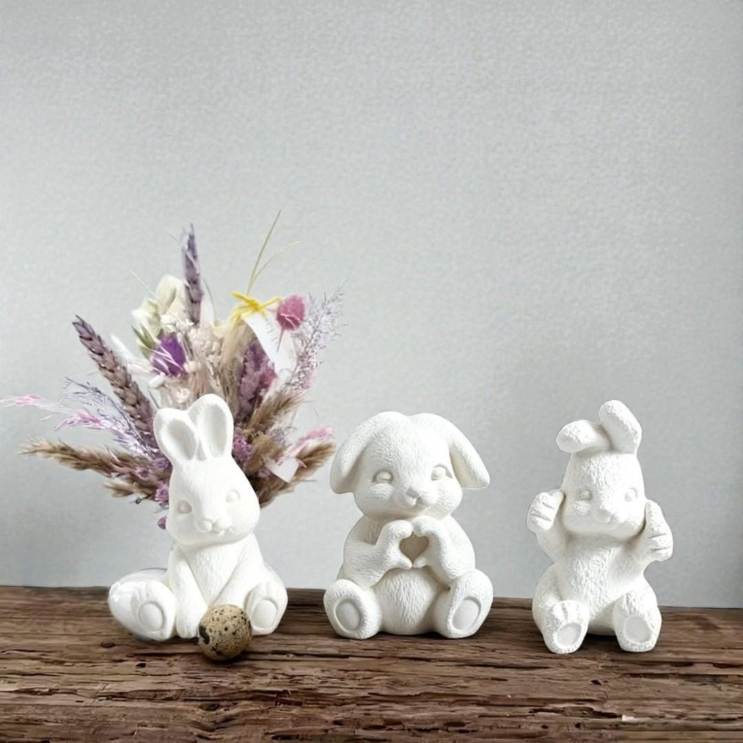 Silikon Gießform Osterhasen Familie Set (3 Formen) | Raysin & Keraflott Form | Hasenfiguren gießen | Osterdeko DIY
