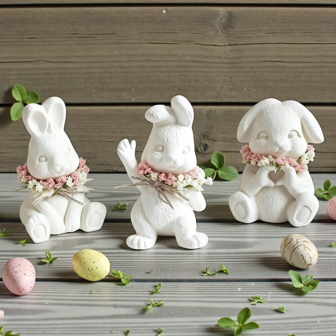 Silikon Gießform Osterhasen Familie Set (3 Formen) | Raysin & Keraflott Form | Hasenfiguren gießen | Osterdeko DIY