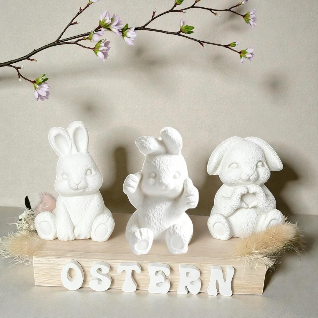 Silikon Gießform Osterhasen Familie Set (3 Formen) | Raysin & Keraflott Form | Hasenfiguren gießen | Osterdeko DIY