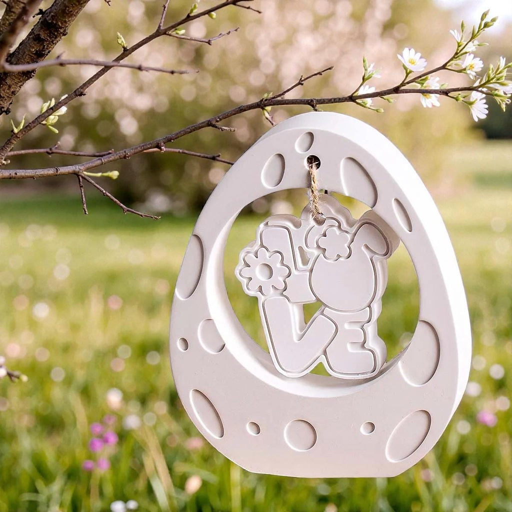 Silikongießform Osterhänger Ei mit Osterhase – Set 2 Formen – Raysin/Keraflott/Beton Gießform – Osterdeko Anhänger