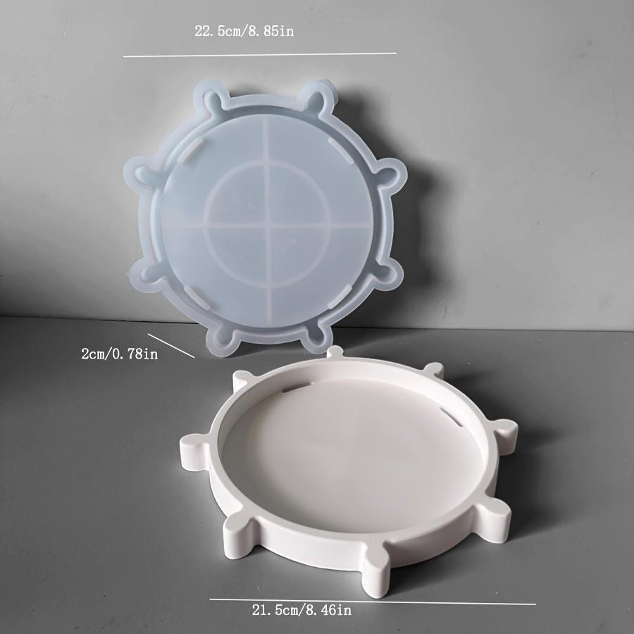 Silikonform Steuerrad Tablett maritim – Gießform für Raysin & Keraflott, Beton – Deko Teller/Schmuckschale Ø 21,5 cm