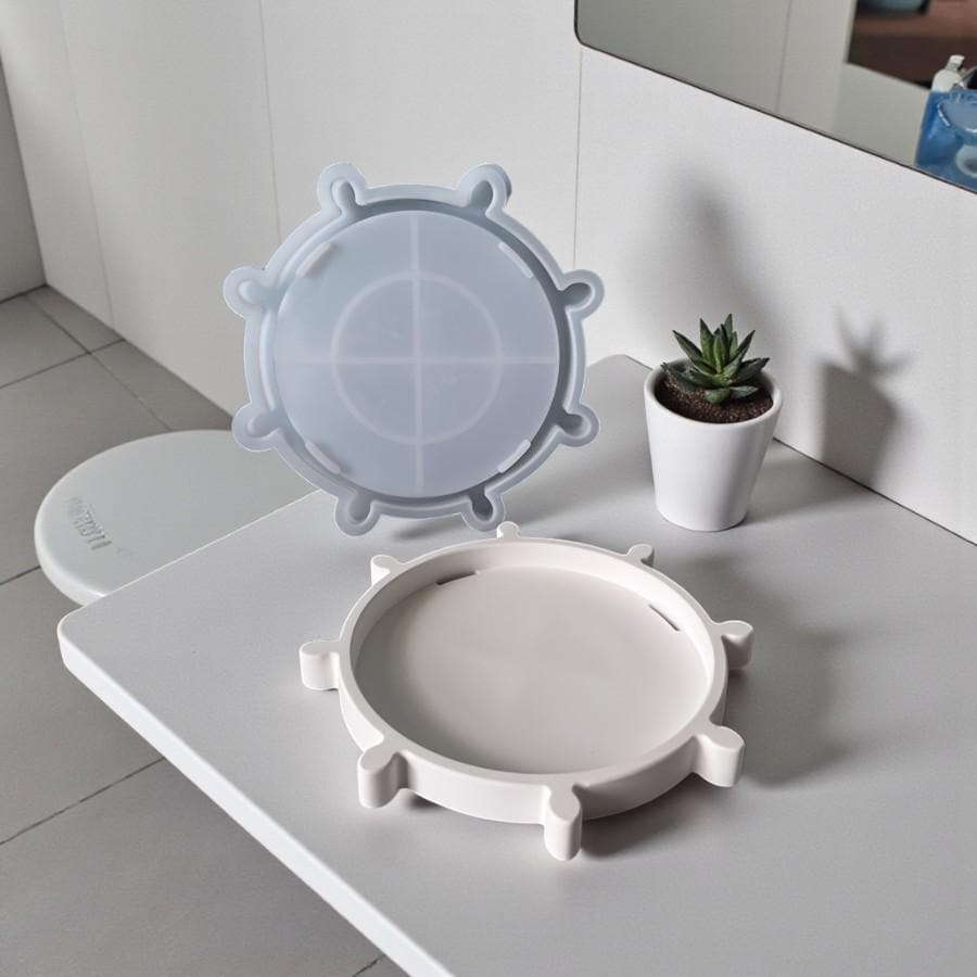 Silikonform Steuerrad Tablett maritim – Gießform für Raysin & Keraflott, Beton – Deko Teller/Schmuckschale Ø 21,5 cm
