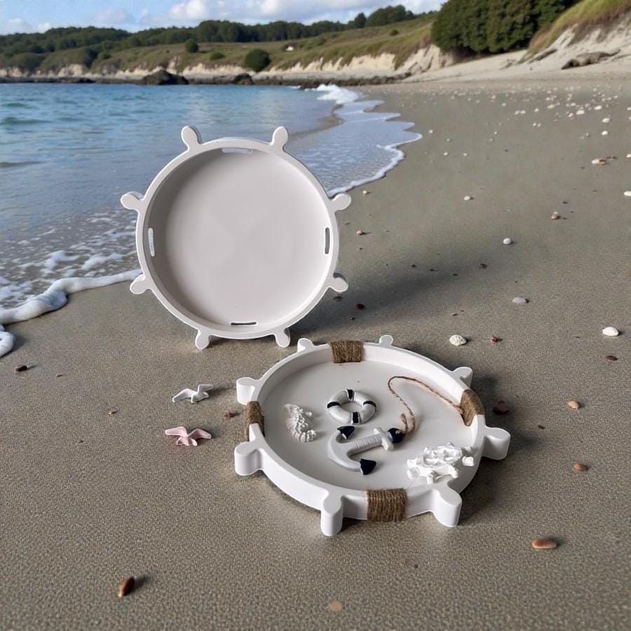Silikonform Steuerrad Tablett maritim – Gießform für Raysin & Keraflott, Beton – Deko Teller/Schmuckschale Ø 21,5 cm