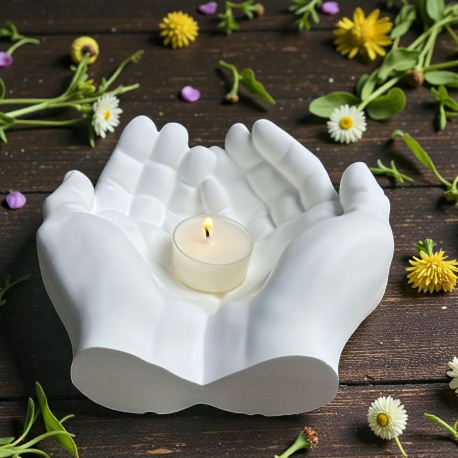 Gießform Silikon „Schützende Hände“ – Kerzenhalterform für Raysin/Keraflott/Beton | DIY-Geschenkidee zum Muttertag