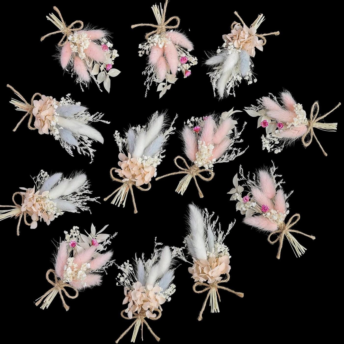 Künstliche Trockenblumen DIY Set „Blumenwiese“ – 8 Bund à 15 cm – Blumen zum Basteln, DIY Blumenstrauß & Kranz, rosa/bordeaux
