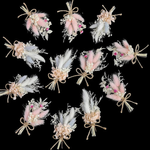 Künstliche Trockenblumen DIY Set „Blumenwiese“ – 8 Bund à 15 cm – Blumen zum Basteln, DIY Blumenstrauß & Kranz, rosa/bordeaux