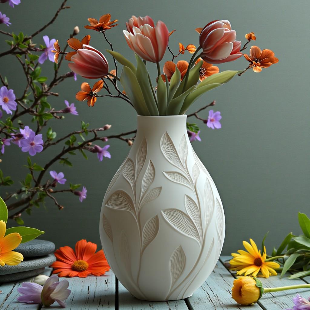 Silikonform Vase mit Blattrelief – Gießform für Raysin/Keraflott/Beton – DIY Deko – 2 Designs