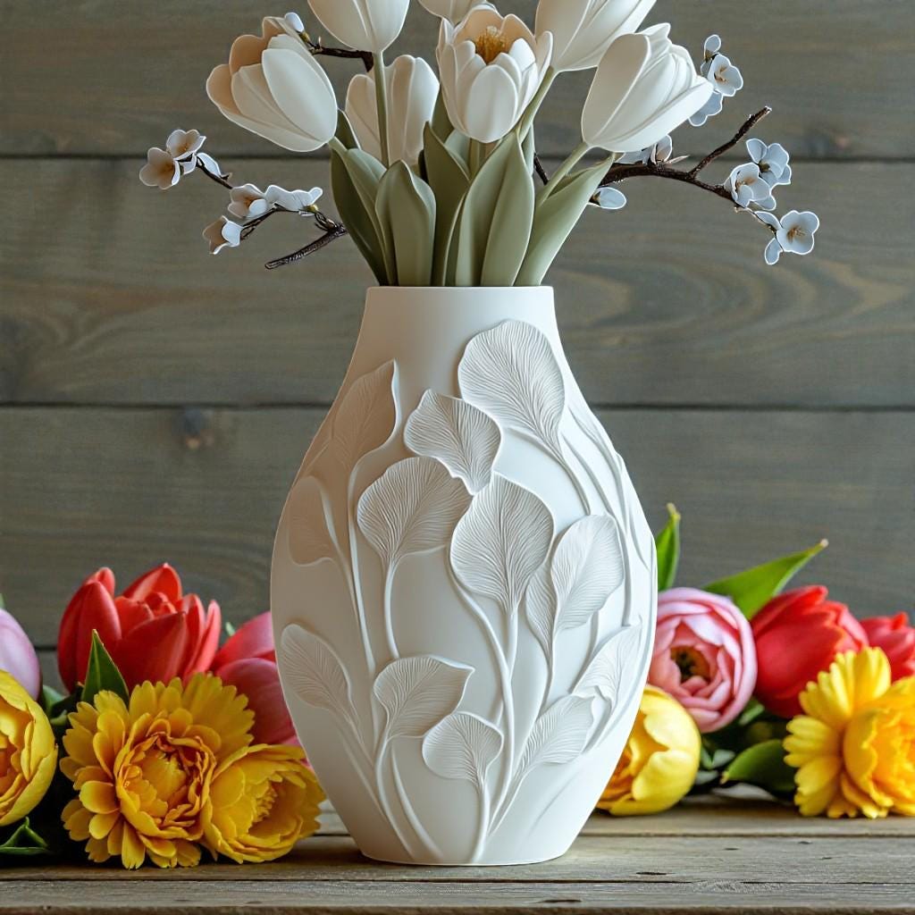 Silikonform Vase mit Blattrelief – Gießform für Raysin/Keraflott/Beton – DIY Deko – 2 Designs