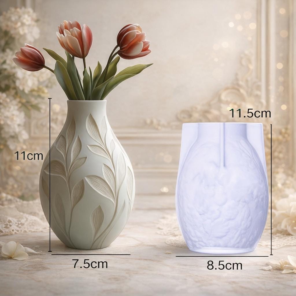 Silikonform Vase mit Blattrelief – Gießform für Raysin/Keraflott/Beton – DIY Deko – 2 Designs