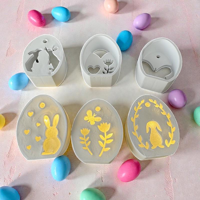Silikonform Ostern 6er Set – LED-Licht Eier/Lichthalter Gießform für Raysin & Keraflott | Osterdeko DIY | Silikon Gießform