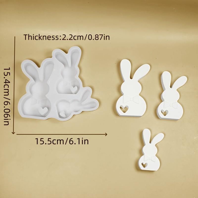 Silikonform Osterhase mit Herz (3er)  Gießform für Raysin & Keraflott  Hasen Deko gießen  Osterdeko DIY