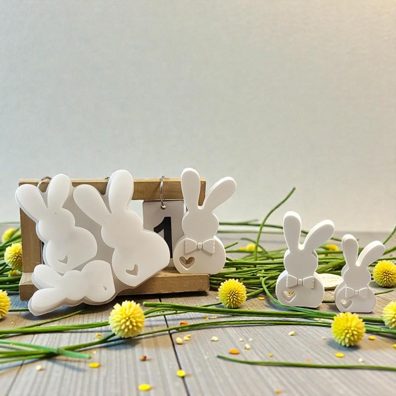 Silikonform Osterhase mit Herz (3er)  Gießform für Raysin & Keraflott  Hasen Deko gießen  Osterdeko DIY