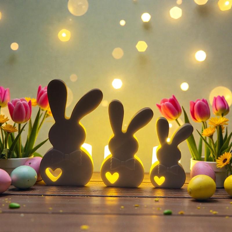 Silikonform Osterhase mit Herz (3er)  Gießform für Raysin & Keraflott  Hasen Deko gießen  Osterdeko DIY