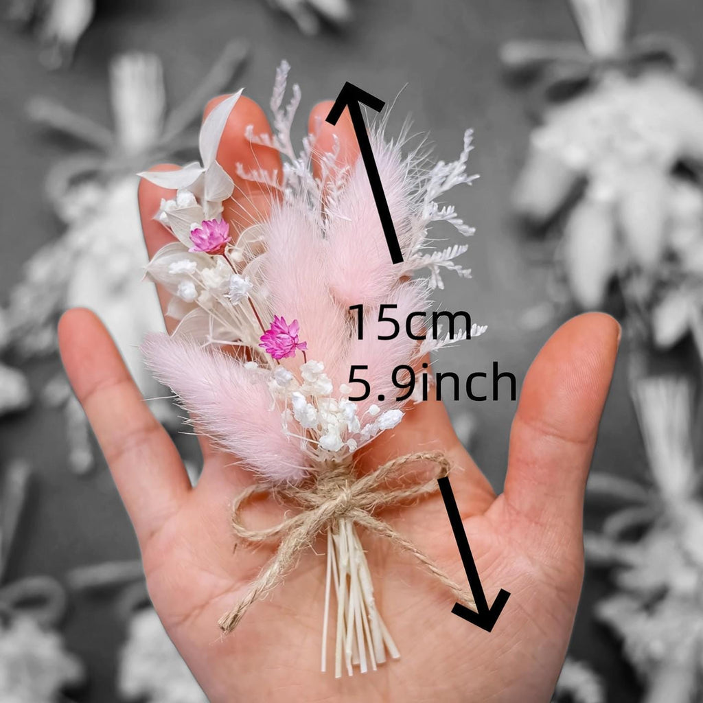 Künstliche Trockenblumen DIY Set „Blumenwiese“ – 8 Bund à 15 cm – Blumen zum Basteln, DIY Blumenstrauß & Kranz, rosa/bordeaux