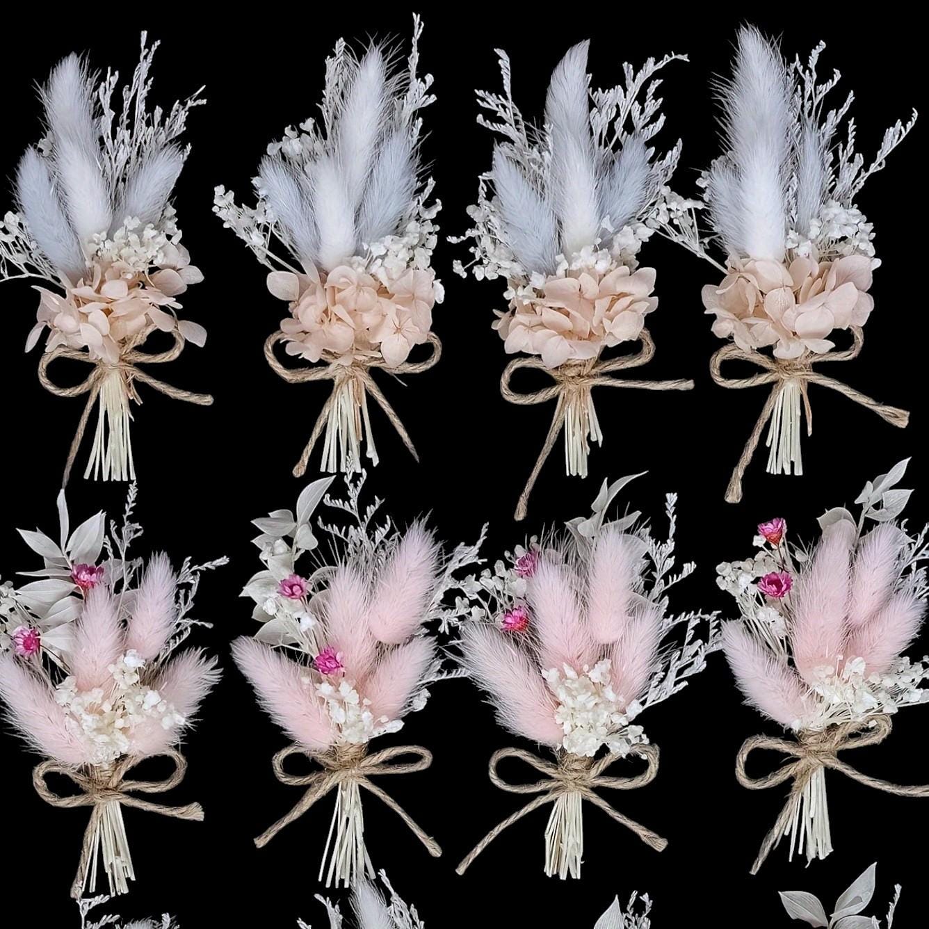 Künstliche Trockenblumen DIY Set „Blumenwiese“ – 8 Bund à 15 cm – Blumen zum Basteln, DIY Blumenstrauß & Kranz, rosa/bordeaux