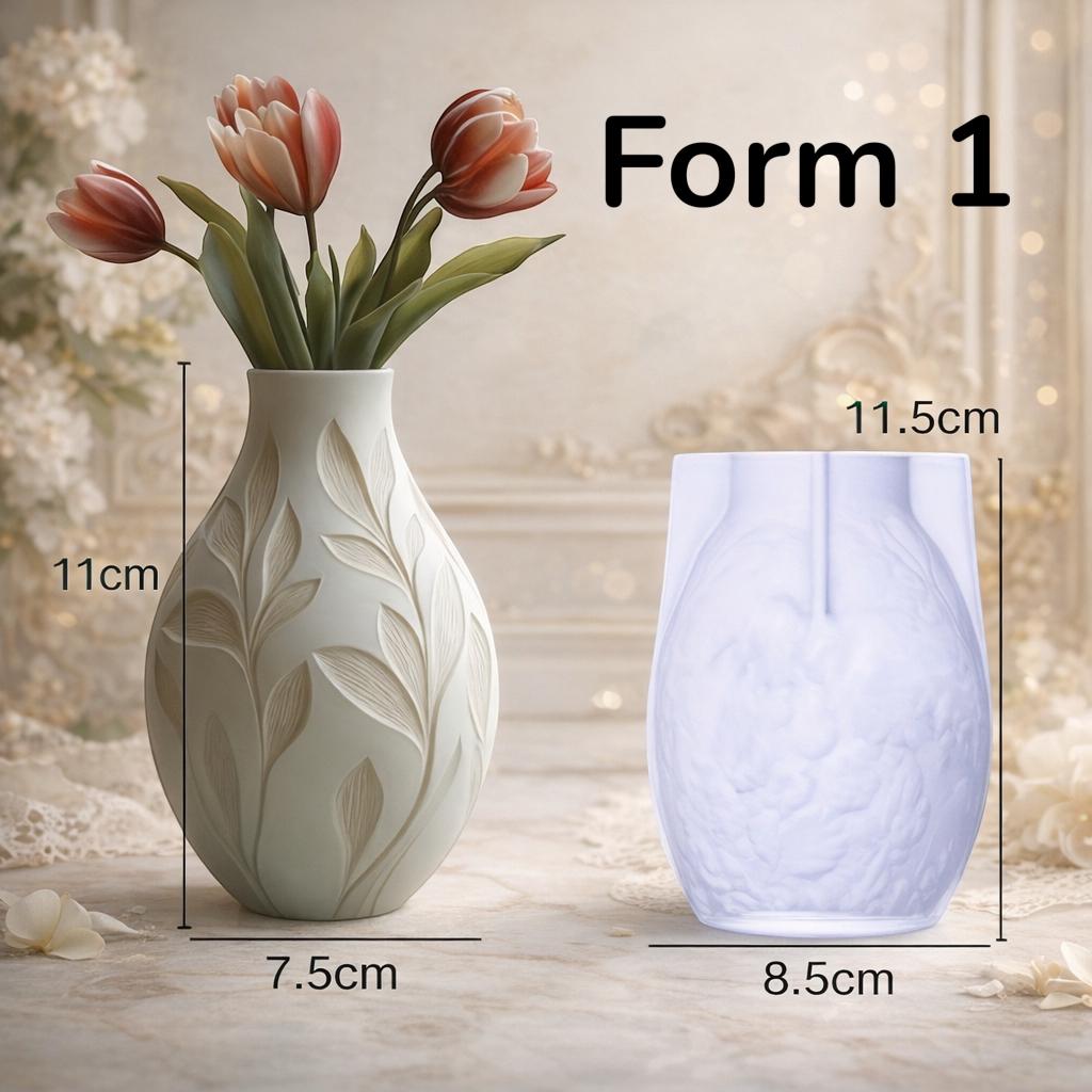 Silikonform Vase mit Blattrelief – Gießform für Raysin/Keraflott/Beton – DIY Deko – 2 Designs