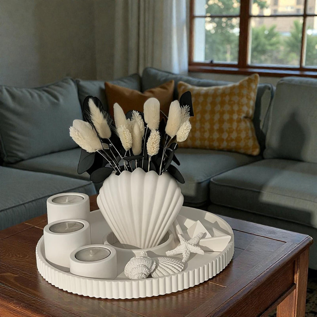 Silikonform Maritim Set – Muschel Vase, Tablett, Teelichthalter & Deko – Gießform für Raysin/Keraflott/Beton