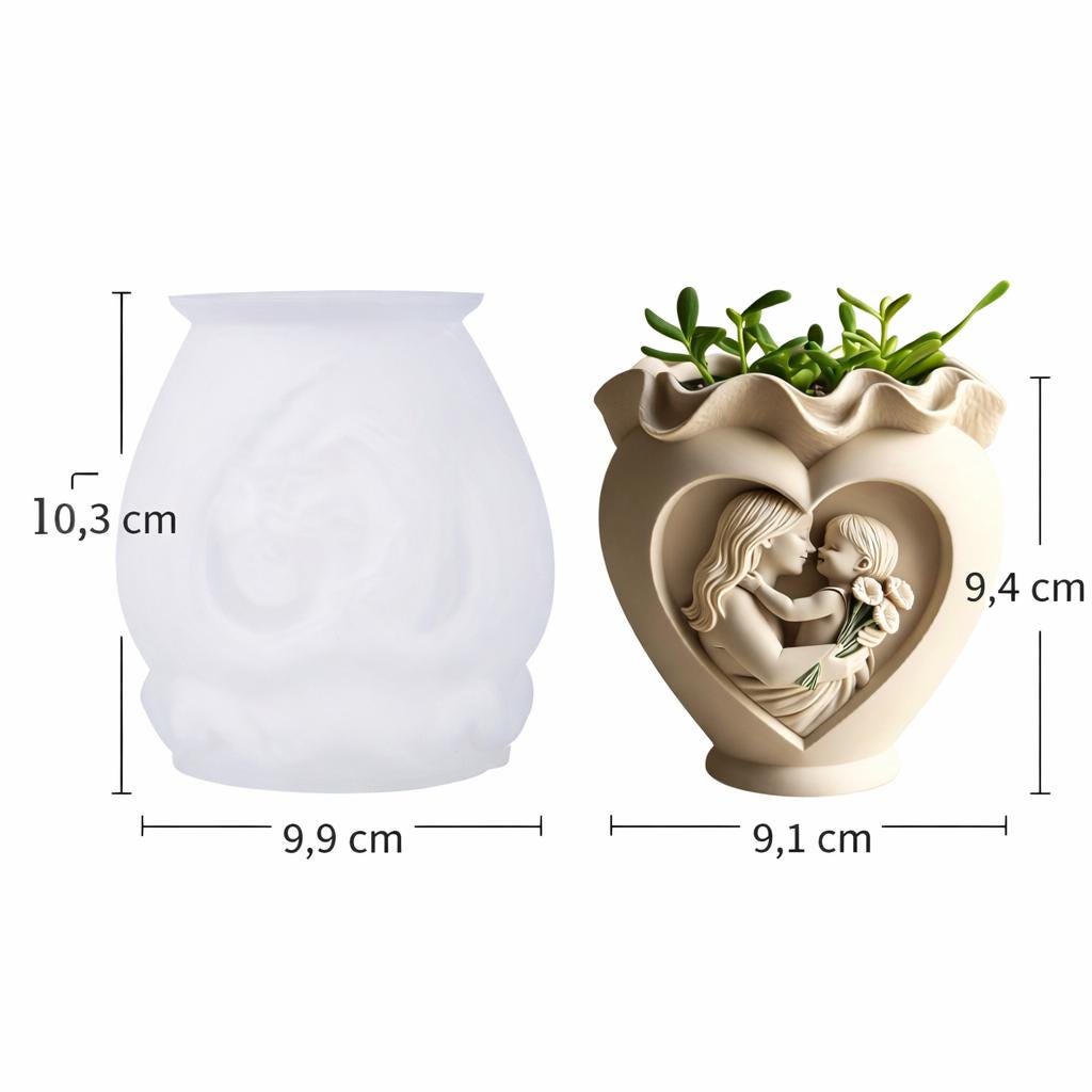 Muttertagsgeschenk für Mama Herz Blumentopf Mutter Kind Pflanztopf Romantische Dekoration Geschenk für Mutter Sukkulenten Topf Herz Vase