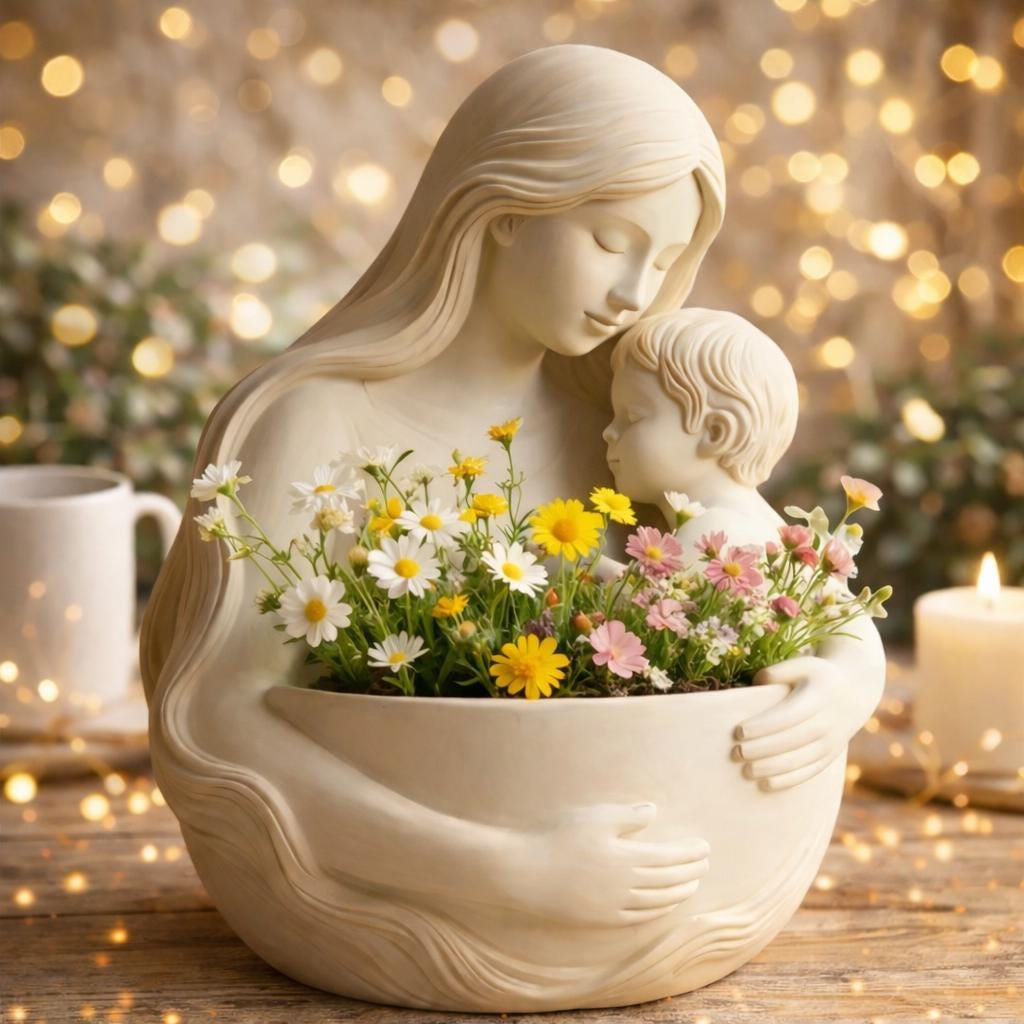 Mutter Kind Blumentopf | Geschenk zum Muttertag | Mutter Kind Figur Pflanztopf | Geschenk für Mama | Muttertagsgeschenk | Deko Blumentopf