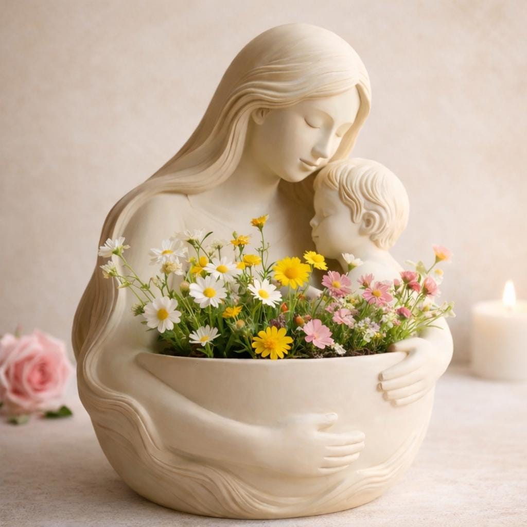 Mutter Kind Blumentopf | Geschenk zum Muttertag | Mutter Kind Figur Pflanztopf | Geschenk für Mama | Muttertagsgeschenk | Deko Blumentopf