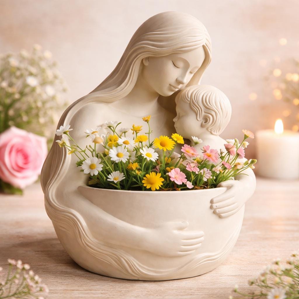 Mutter Kind Blumentopf | Geschenk zum Muttertag | Mutter Kind Figur Pflanztopf | Geschenk für Mama | Muttertagsgeschenk | Deko Blumentopf