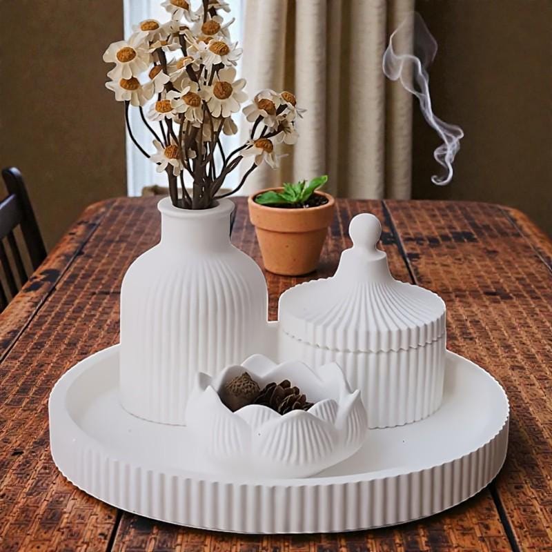 Silikonform Set – Vase, Tablett & Schale | 4er Gießformen Set für Raysin, Keraflott ...