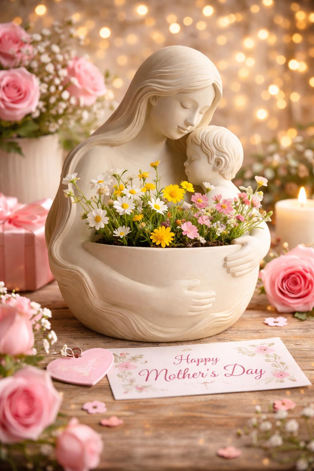 Mutter Kind Blumentopf | Geschenk zum Muttertag | Mutter Kind Figur Pflanztopf | Geschenk für Mama | Muttertagsgeschenk | Deko Blumentopf