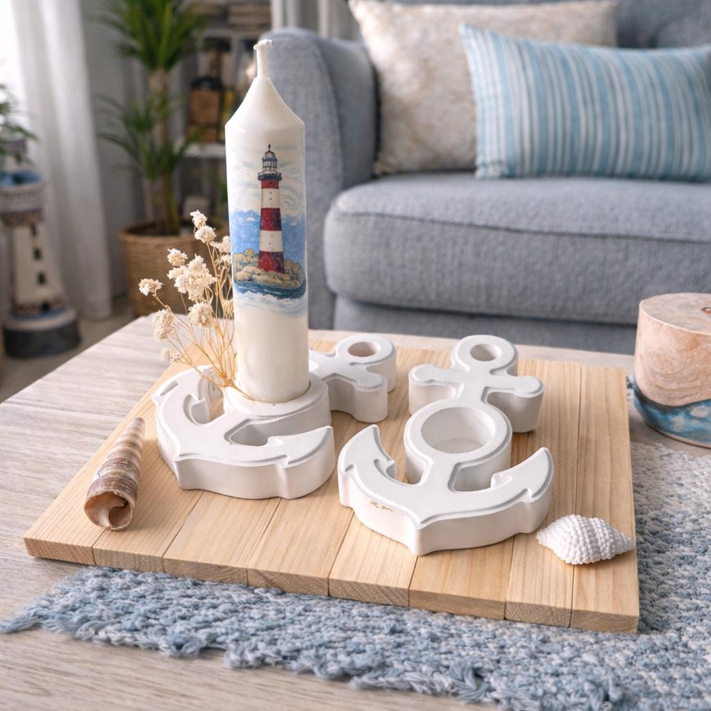 Maritime Anker Silikonform Kerzenhalter DIY Resin Form Küsten Deko Beachhouse Gießform Beton Gips Ankerform