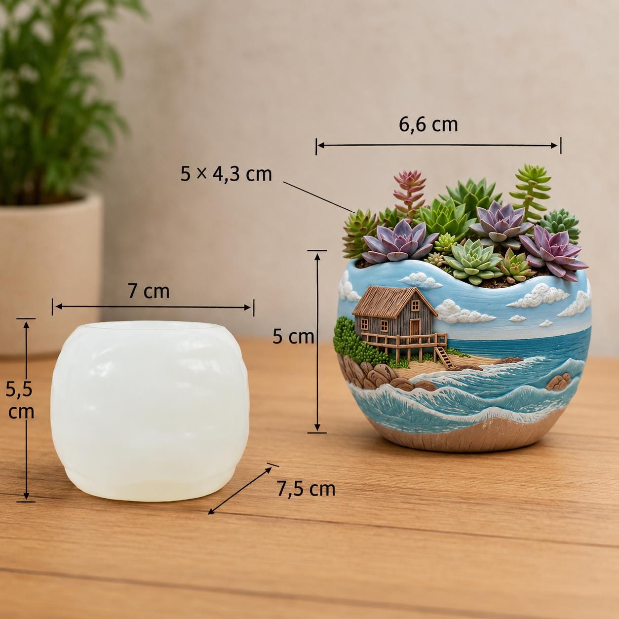Maritime Silikonform für Raysin & Keraflott | Küsten Pflanztopf Gießform | Sukkulenten Topf DIY | Strandhaus Deko | Coastal Decor Mold