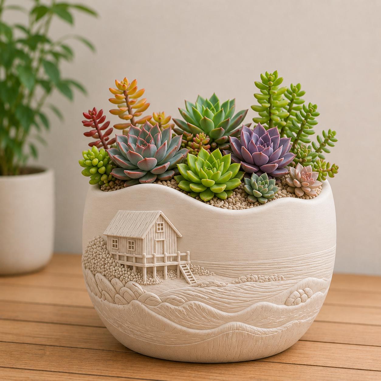 Maritime Silikonform für Raysin & Keraflott | Küsten Pflanztopf Gießform | Sukkulenten Topf DIY | Strandhaus Deko | Coastal Decor Mold