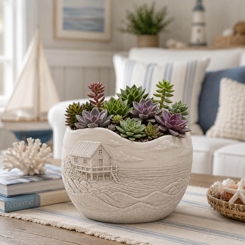 Maritime Silikonform für Raysin & Keraflott | Küsten Pflanztopf Gießform | Sukkulenten Topf DIY | Strandhaus Deko | Coastal Decor Mold