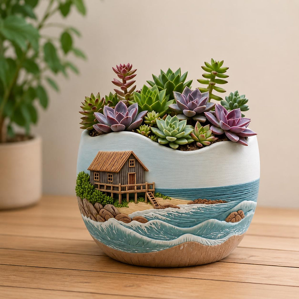 Maritime Silikonform für Raysin & Keraflott | Küsten Pflanztopf Gießform | Sukkulenten Topf DIY | Strandhaus Deko | Coastal Decor Mold