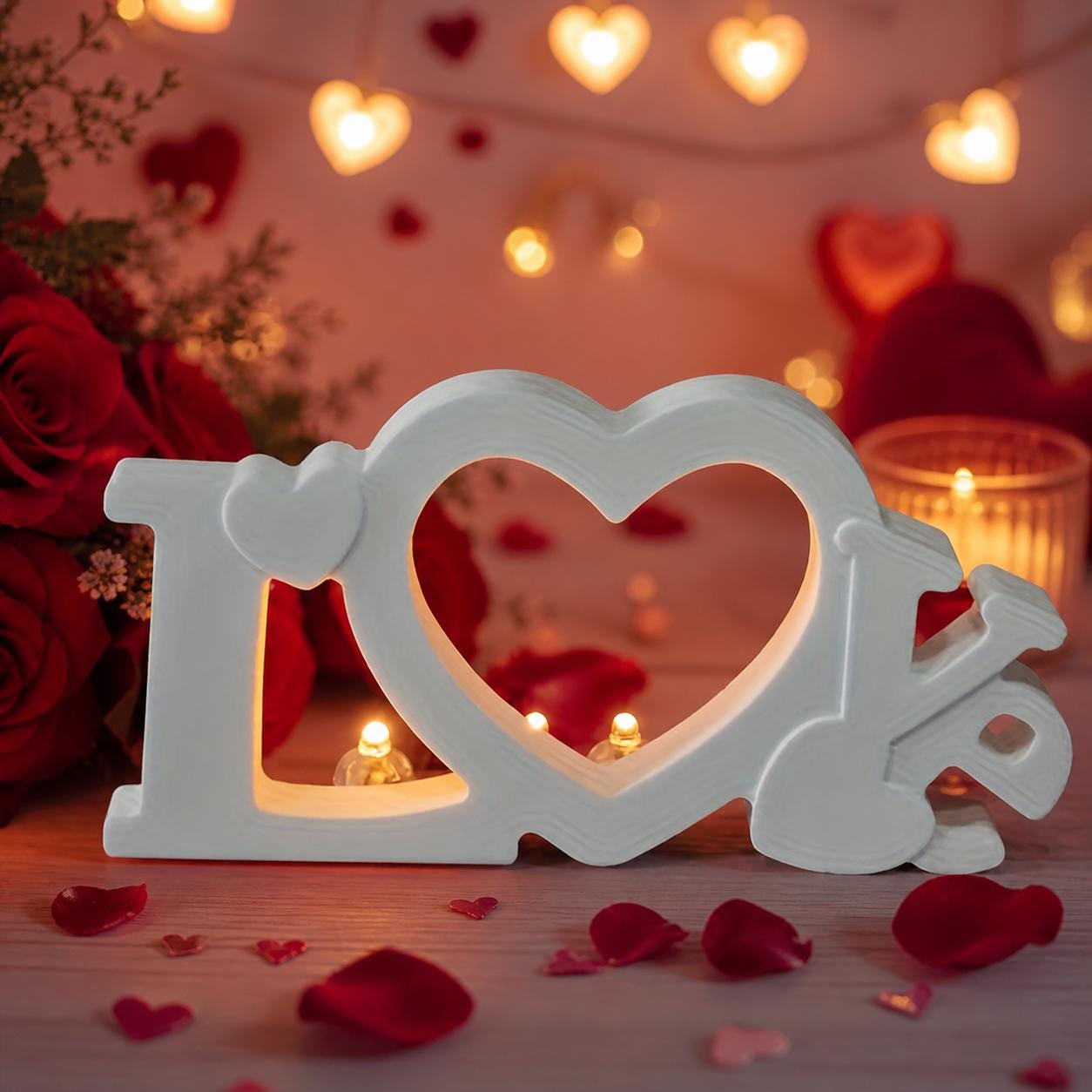 Silikonform LOVE mit Herz, Gießform Resin Kerzenform, Beton Gips Form, Valentinstag Deko DIY, Epoxidharz Form, Hochzeitsdeko Geschenk