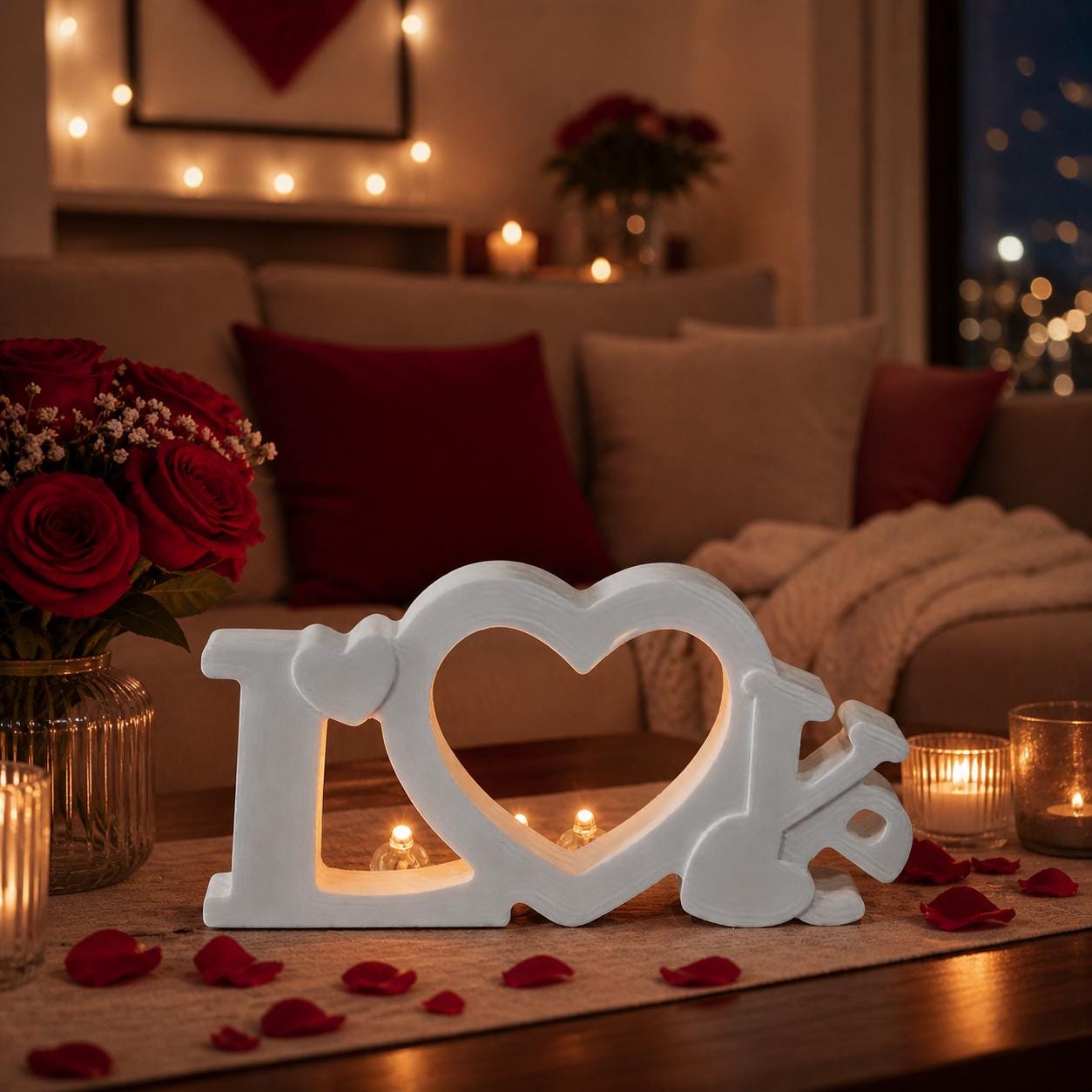 Silikonform LOVE mit Herz, Gießform Resin Kerzenform, Beton Gips Form, Valentinstag Deko DIY, Epoxidharz Form, Hochzeitsdeko Geschenk