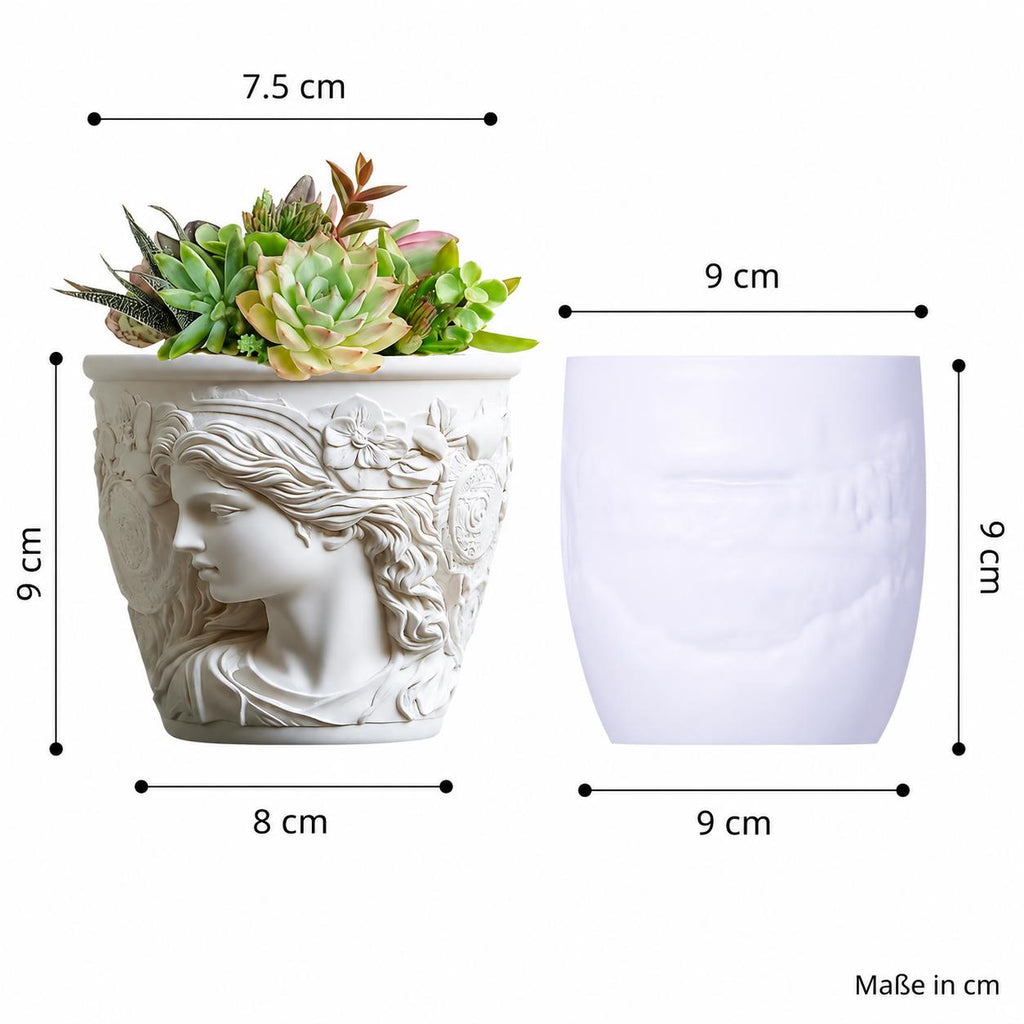 Eleganter Blumentopf Frauenkopf mit Pflanze | Dekorativer Übertopf aus Keramikoptik | Romantische Wohnungsdeko | Geschenkidee