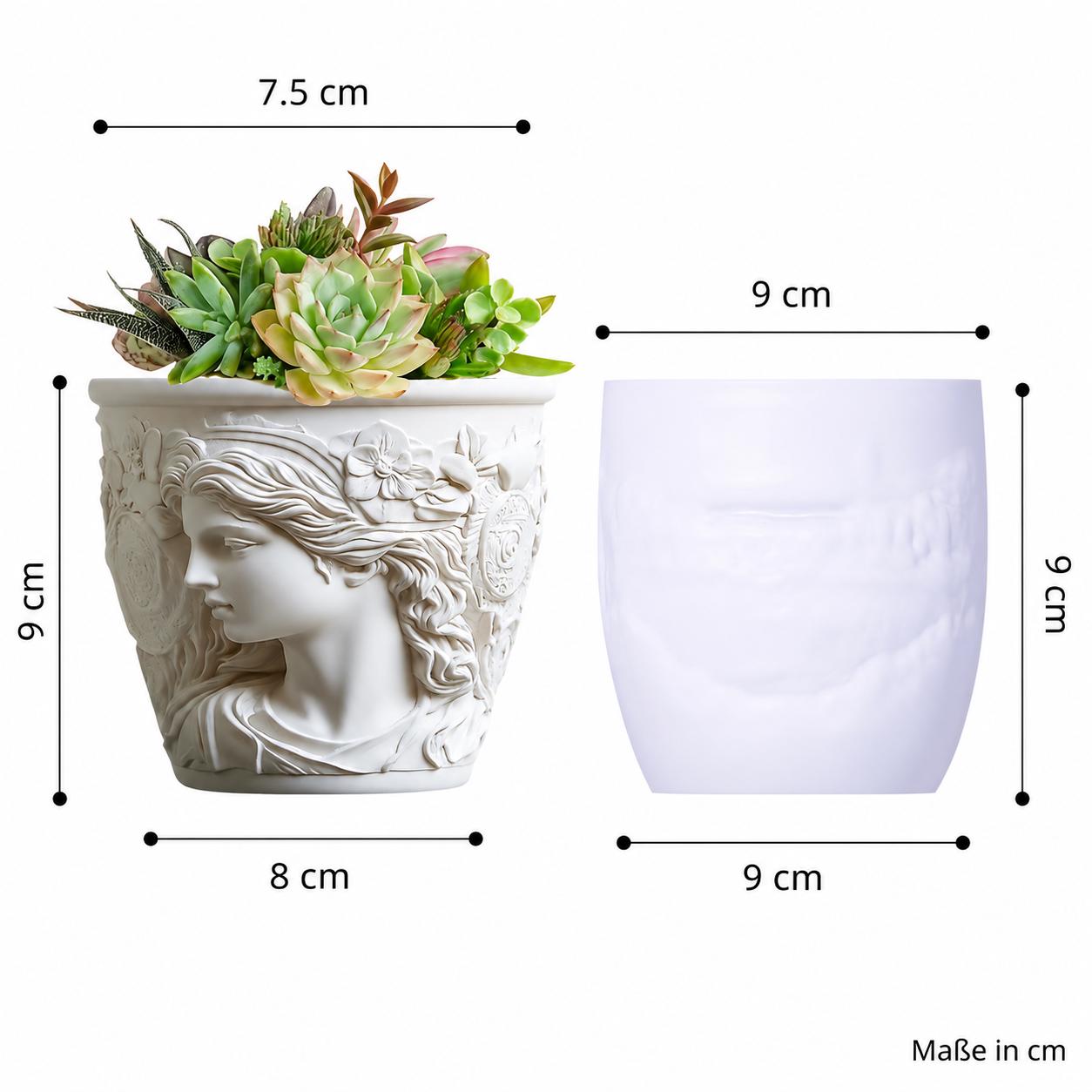 Eleganter Blumentopf Frauenkopf mit Pflanze | Dekorativer Übertopf aus Keramikoptik | Romantische Wohnungsdeko | Geschenkidee