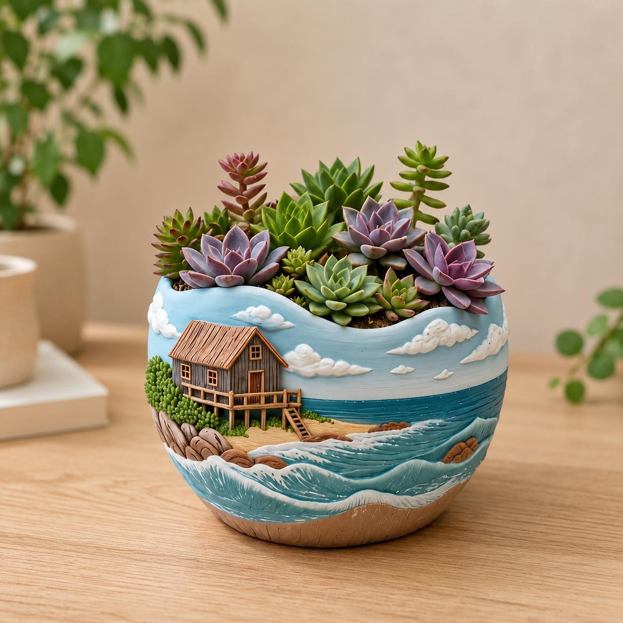 Maritime Silikonform für Raysin & Keraflott | Küsten Pflanztopf Gießform | Sukkulenten Topf DIY | Strandhaus Deko | Coastal Decor Mold