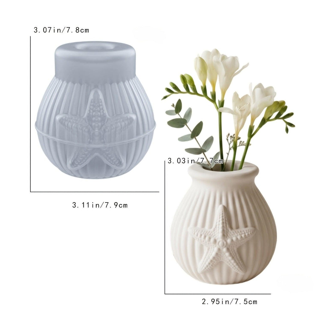 Maritime Silikonform Vase mit Seestern | Raysin-, Gips- & Betonform