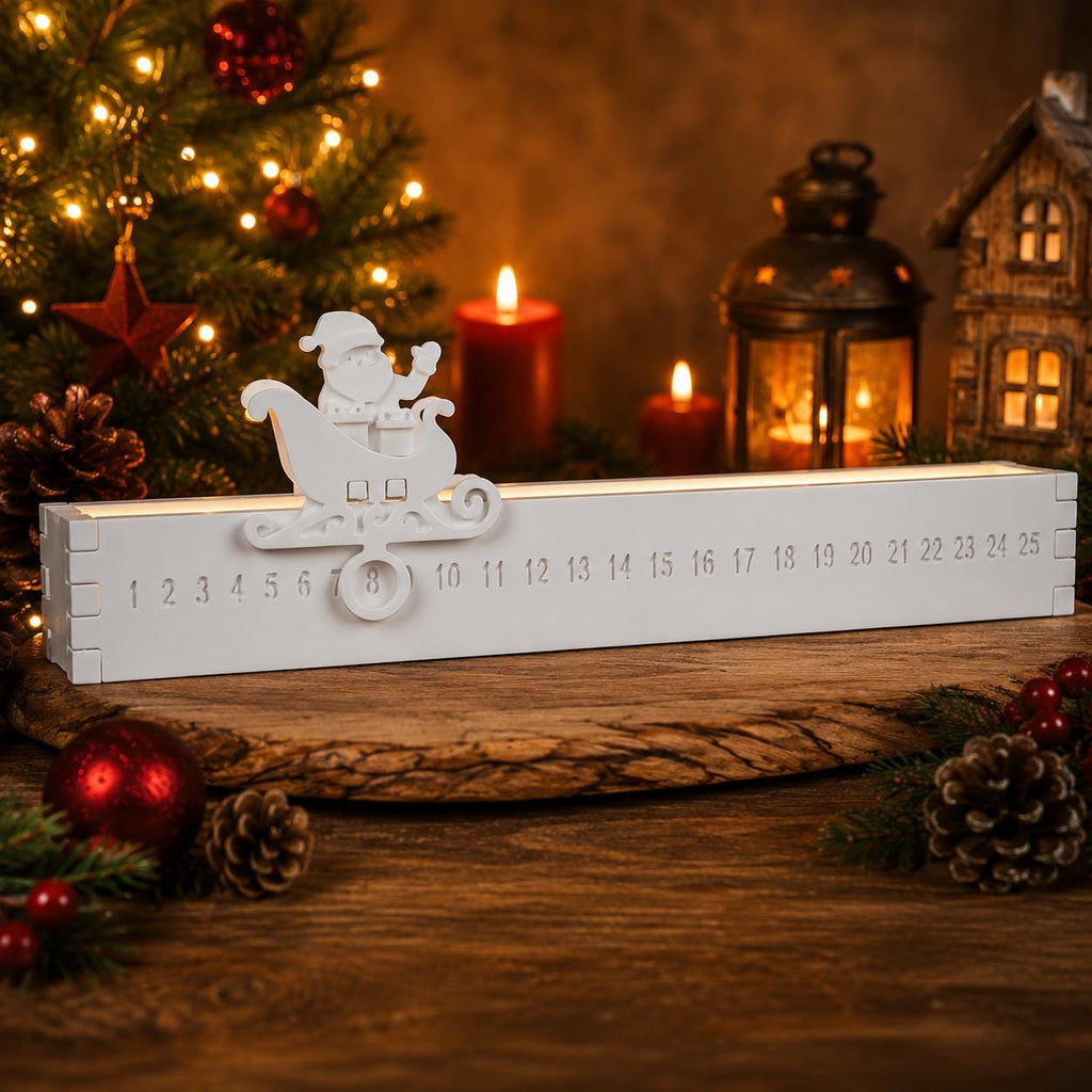 Silikon Gießform Adventskalender mit Weihnachtsmann & Schlitten | Countdown-Kalender | Resin, Epoxidharz, Raysin, Keraflott