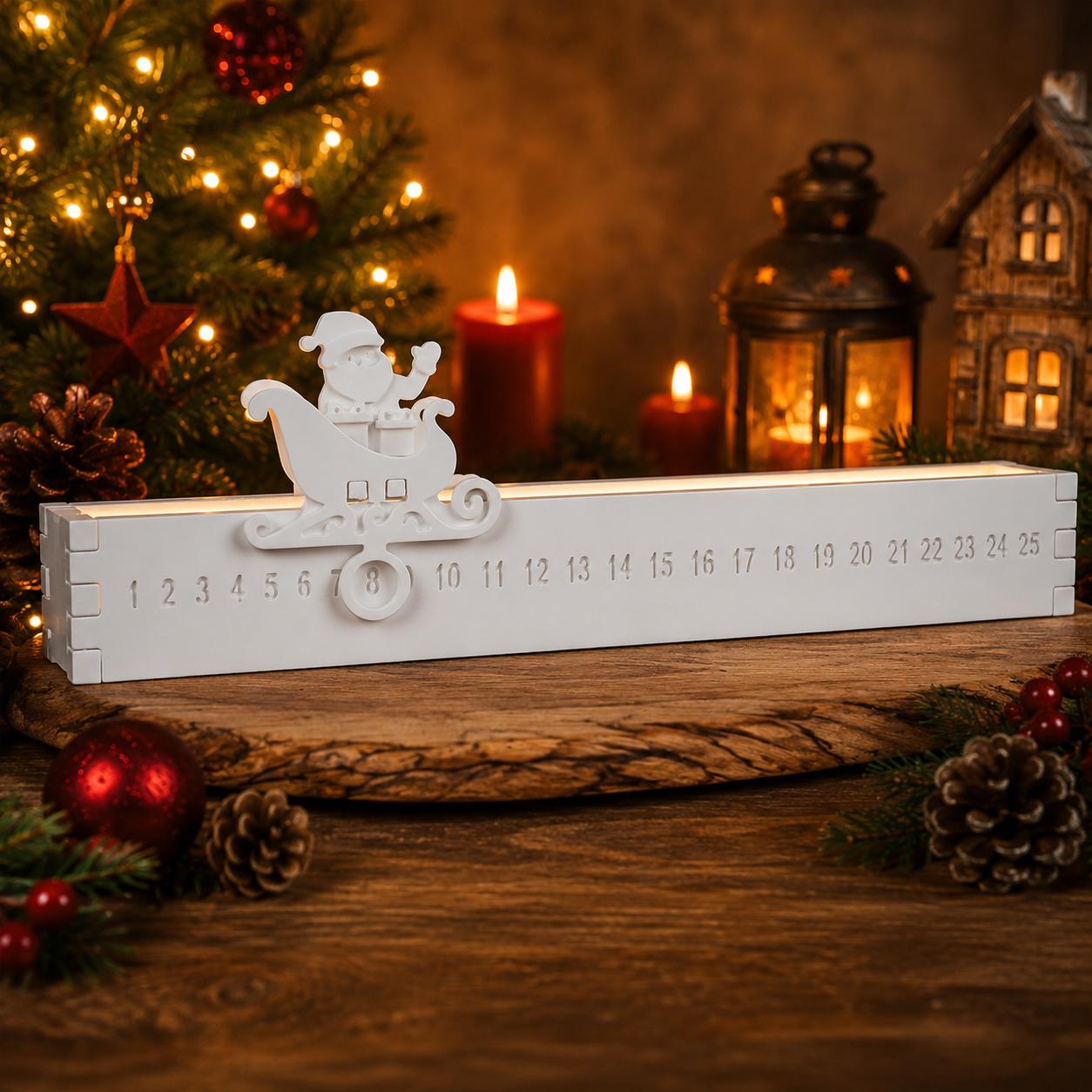 Silikon Gießform Adventskalender mit Weihnachtsmann & Schlitten | Countdown-Kalender | Resin, Epoxidharz, Raysin, Keraflott