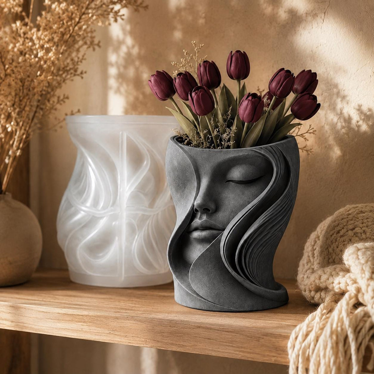 Silikonform Gesichtsvase – Gießform Frauenkopf für Raysin, Keraflott, Gips und Kreativ-Beton