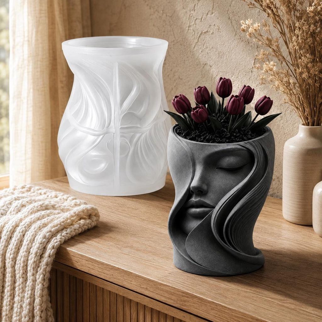 Silikonform Gesichtsvase – Gießform Frauenkopf für Raysin, Keraflott, Gips und Kreativ-Beton