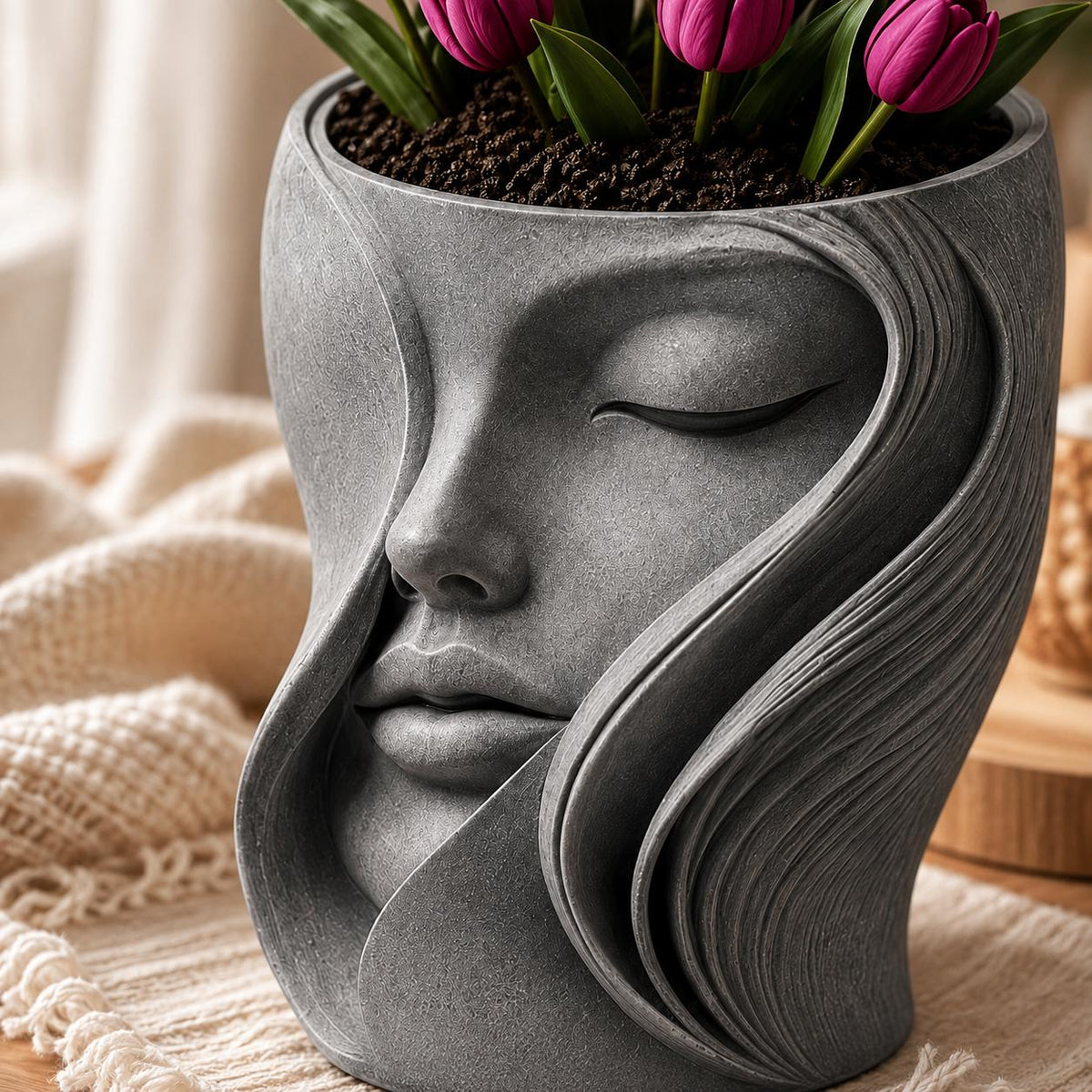 Silikonform Gesichtsvase – Gießform Frauenkopf für Raysin, Keraflott, Gips und Kreativ-Beton