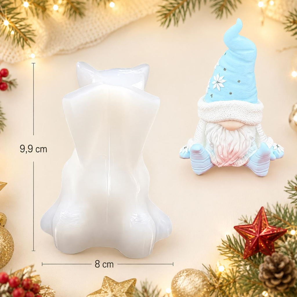 Silikonform Weihnachtswichtel sitzend – Wichtel-Gießform für Raysin, Keraflott, Gips und Beton – Weihnachtsdeko selber machen