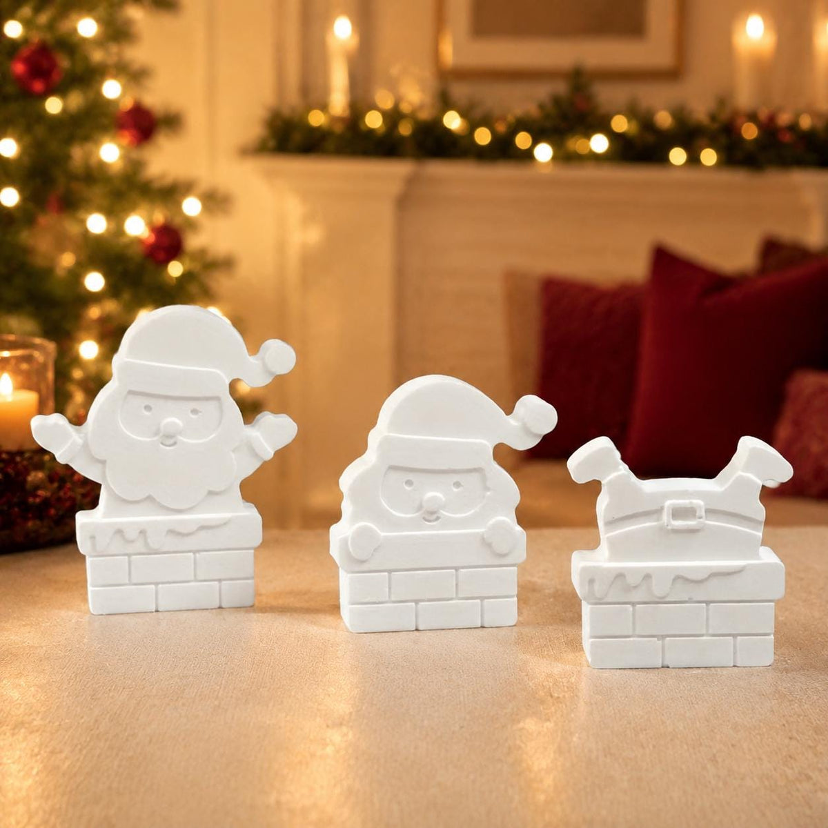 Silikonform Weihnachtsmann im Kamin – 3 Motive – Gießform Weihnachten für Raysin, Keraflott, Gips und Kreativbeton