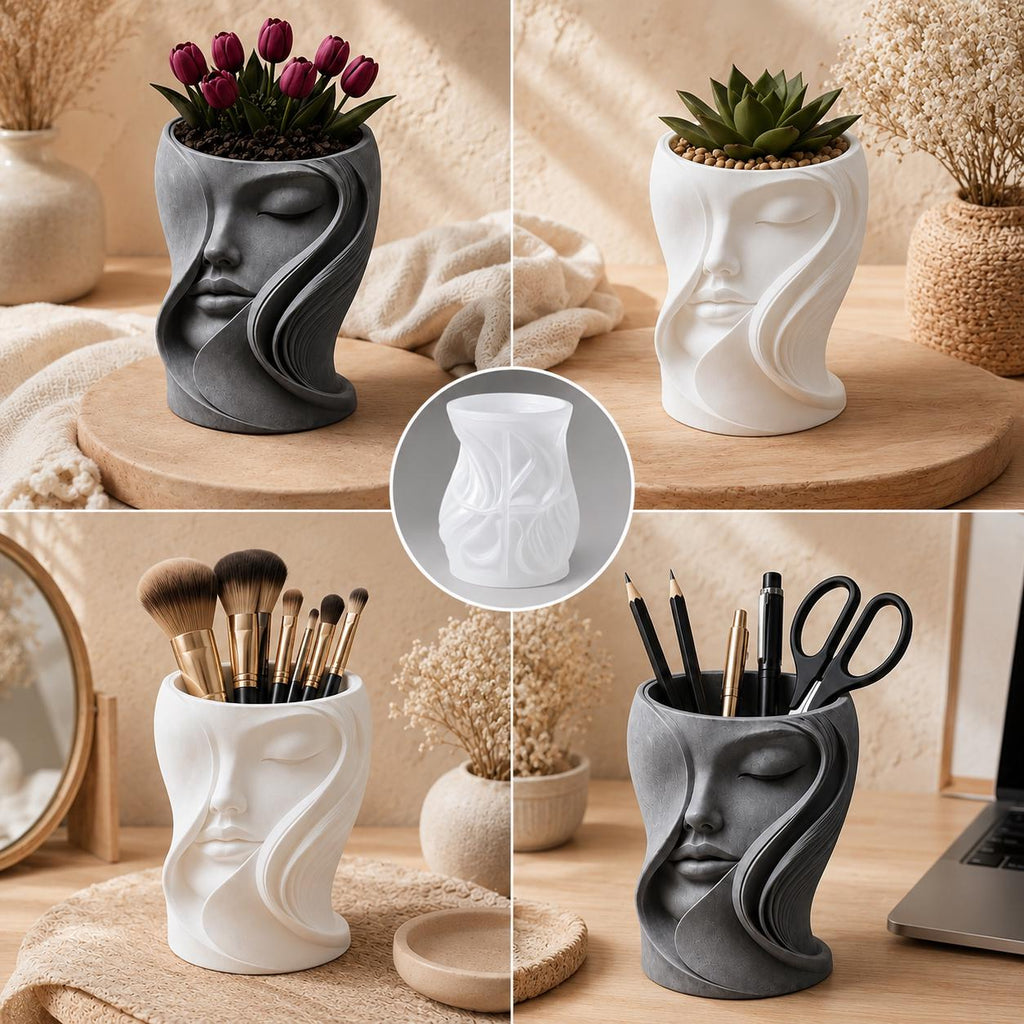 Silikonform Gesichtsvase – Gießform Frauenkopf für Raysin, Keraflott, Gips und Kreativ-Beton